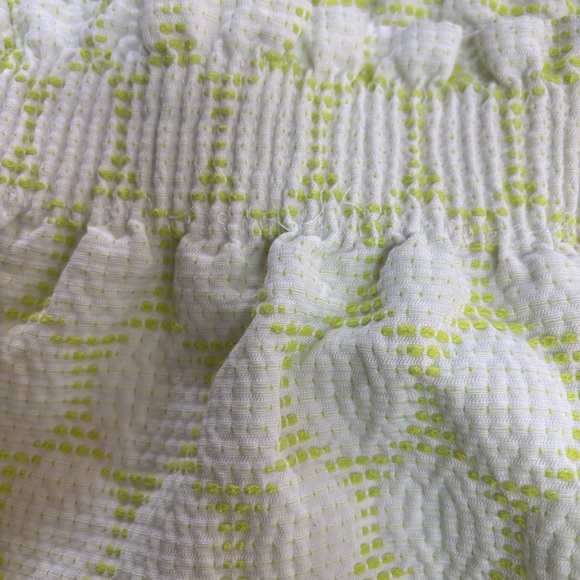 💚J CREW MINI SKIRT CASUAL COMFY PAPER BAG WAIST LIME GREEN & WHITE SZ 6💚 - Picture 6 of 13